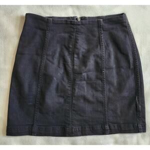 Free People Modern Femme Black Denim Mini Skirt Size 6 Y2K Revival Dark Feminine